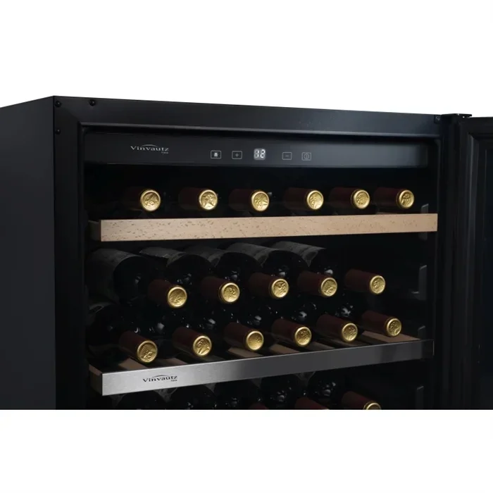 China Supplier High Quality 47 Bottles Luxury Double Recess Handle Top Sale Low Noise Single Zone Wine Cellar