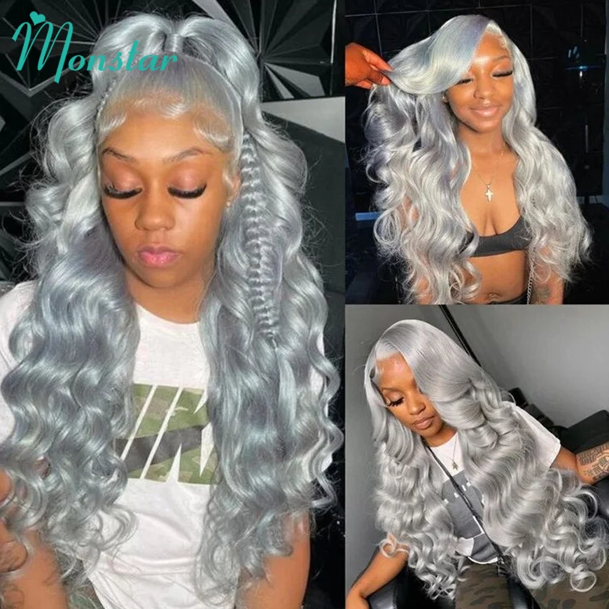 30 40 Inches Silver Grey Body Wave Lace Front Wigs 613 Hd Lace Frontal Wig 13x6 Raw Vietnamese Colored Human Hair Wigs For Women 1