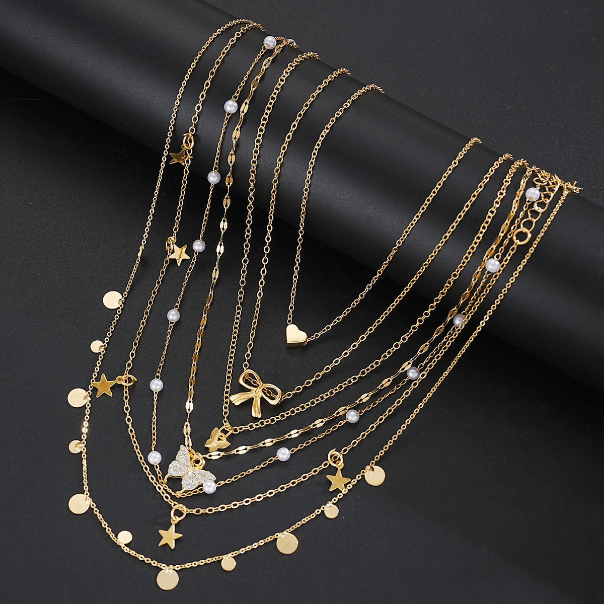 17pcs Fashion Minimalist Jewelry Set For Women Vintage Twist Snake Bone Heart Butterfly Star Pendant Necklace Bracelet Sets Gift 2