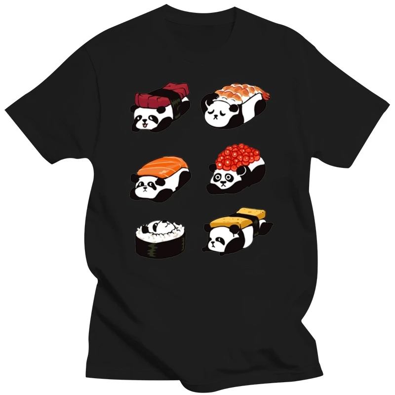 New Cool Men T-Shirt Punk Food Design Top Tees Cute Panda Sushi Pug Hotdog Funny Design Mens T Shirt