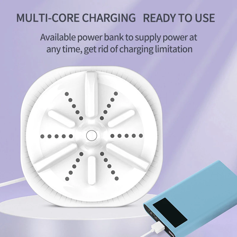 Ultrasonic Turbo Washing Machine for Underwear Socks Wash Portable Travel Washer Rotating Mini Washing Machine Home Appliance