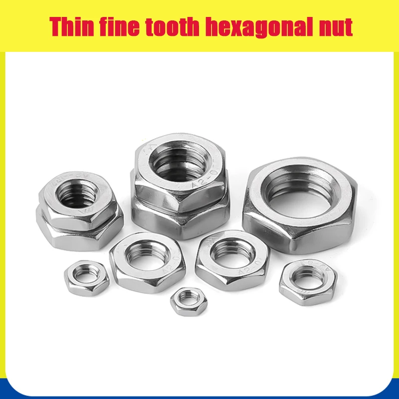 

10/5/1pcs M6 M8 M10 M12 M14 M16 M18 M20 M22 M24 M27 M30 Hexagon Thin Nut Fine Thread Fine Nut A2 Stainless Steel