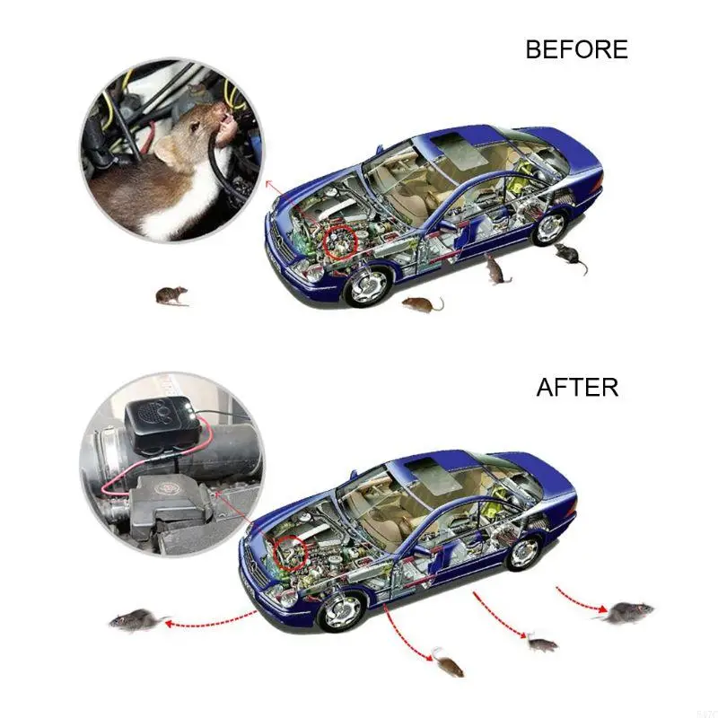 547C Ultrasonic Vehicle Animal Repeller Mouse Expeller Low Power Car Engine Compartment Cockroach Keep Marten Away