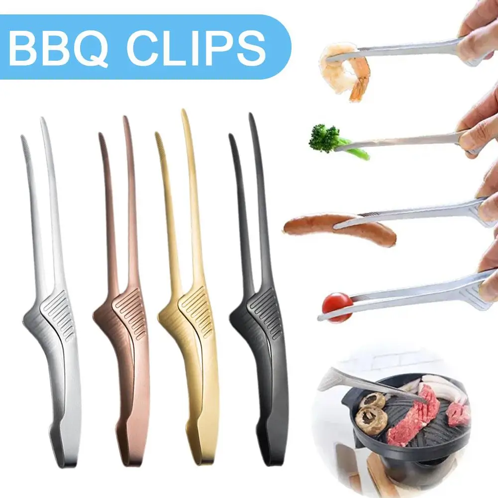 

Kitchen BBQ Food Clip Barbecue Clips Stainless Steel Bread Baking Chef Tools Cooking Steak Grilling Tweezer Clamp Grill Ton R0V0