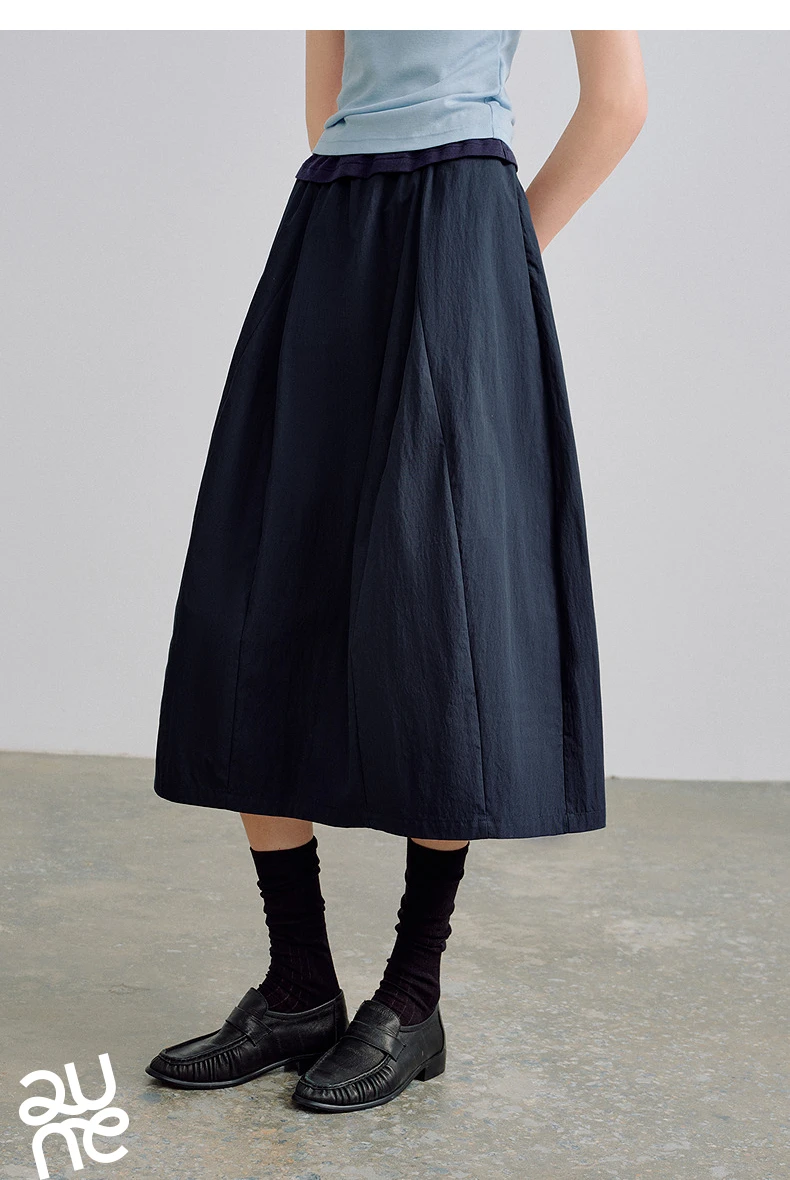 TOYOUTH Women Cloud Cocoon Midi Skirts 2026 Spring-Summer New White Soft Bud Skirts Commuter Casual Skirts