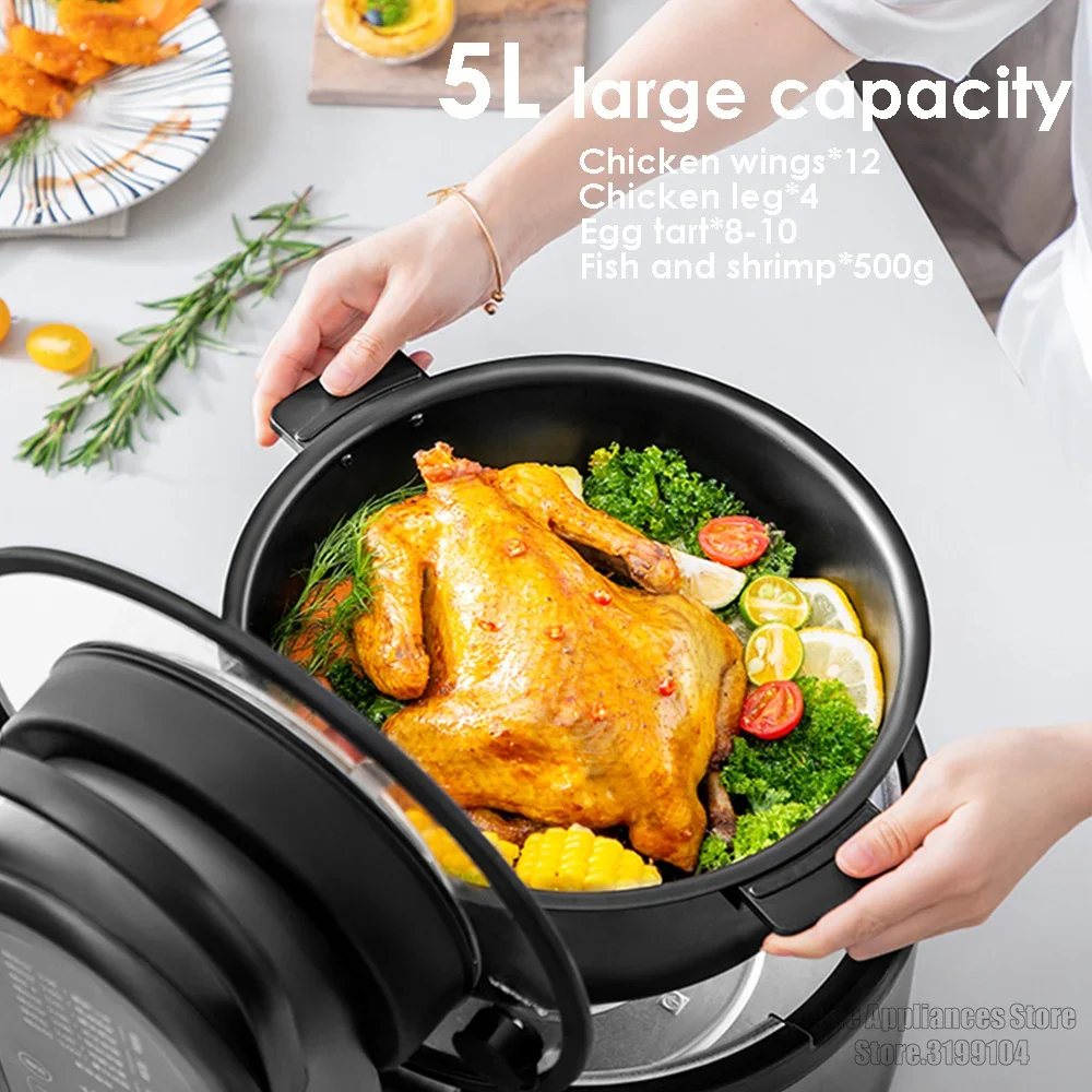 Joyoung Air Fryer Electric Oven Multifunction Deep Fryer 5L For Home Use Healthy Oil-less Frying Steaming Dual-use KL50-SF1