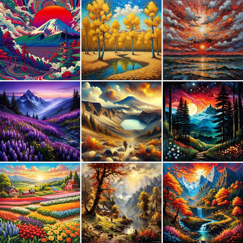 Landschaft schöne Natur Kreuz stich komplette Kit Stickerei Handarbeit Handwerk Hobby Nähen für Erwachsene gezählt Großhandel – Detail 10