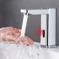 GORENCY Chromed Bathroom Faucet Deck Mounted Automatic Sensor Water Mixer Crane Free Touch Sink Tap Bathroom Sink Faucets 6