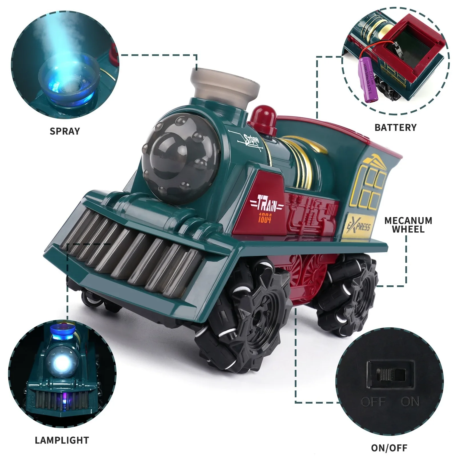 Rc Car Retro Stunt Train Wireless RC spray Car Drift Remote Control Train With Sound And Light Electric Christmas Gifts For Kids