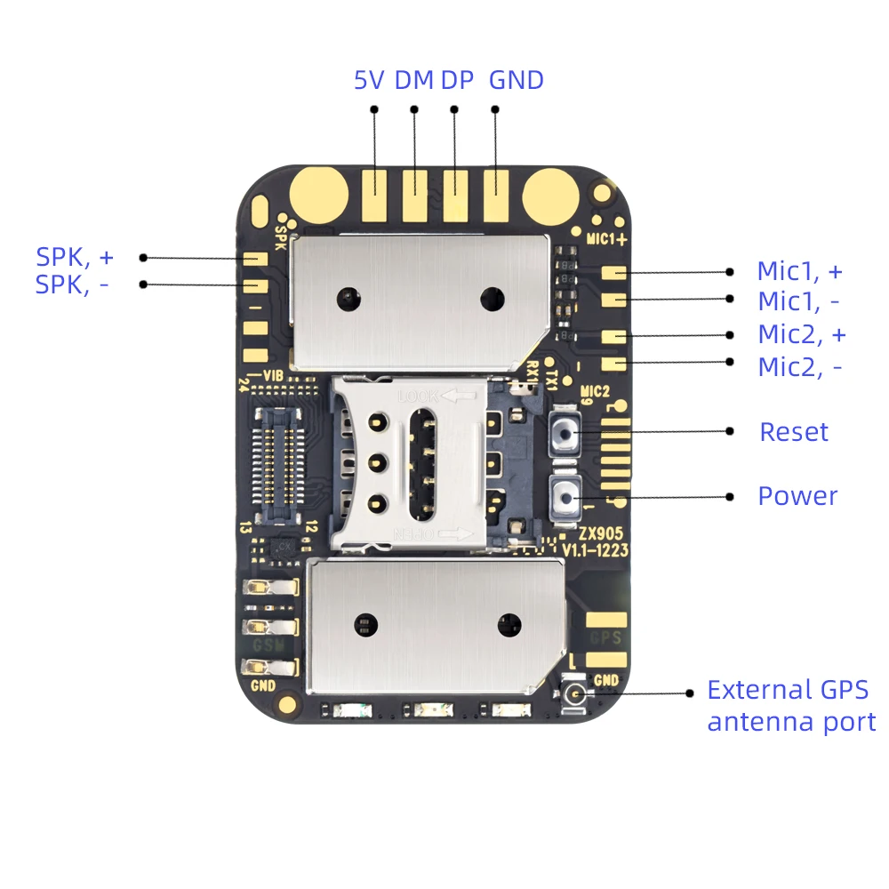 Puce de suivi GPS ZX905 de petite taille, carte technique PCBA