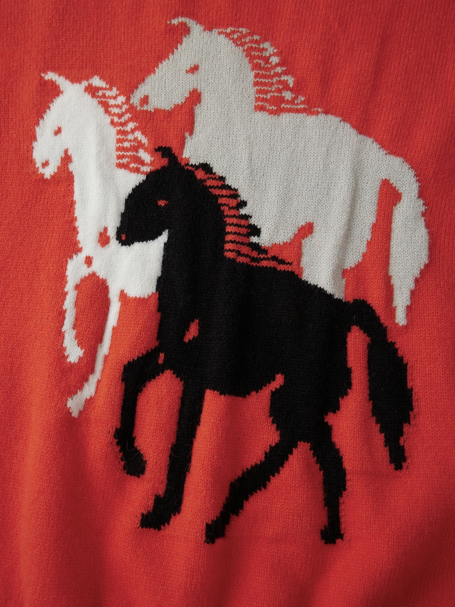 Women s Cozy Oversized Sweater with Horse Print Long Sleeves Round Neckline and Knitted Design for Winter Fashion