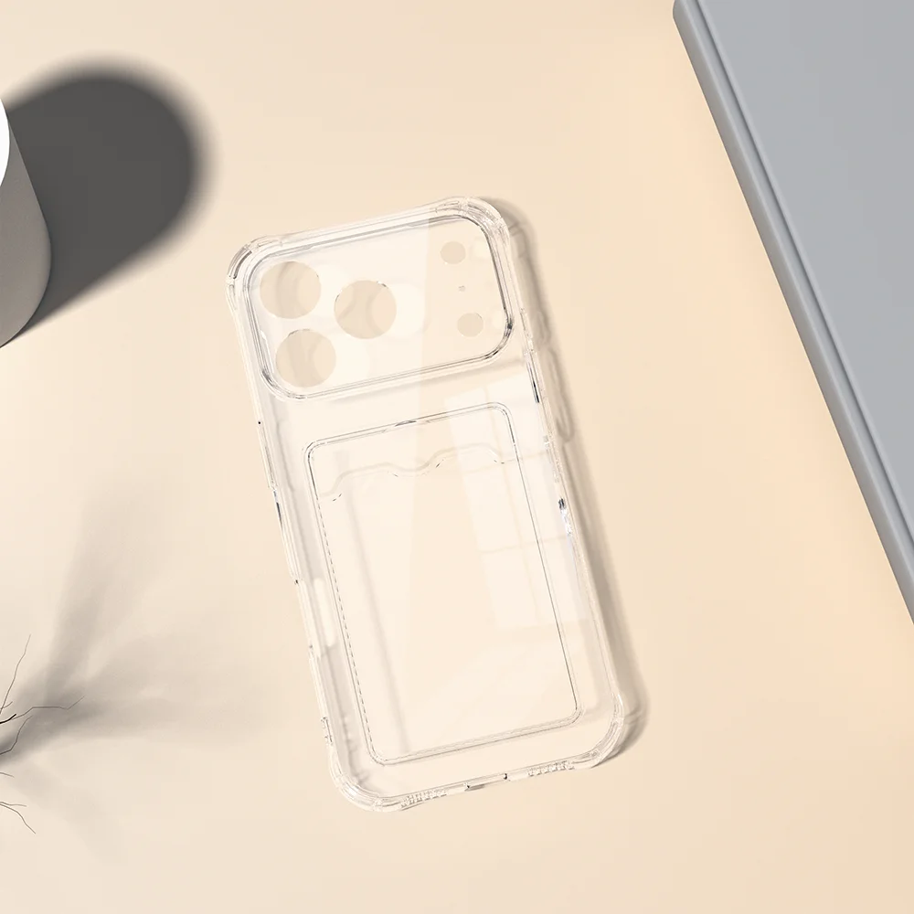 Clear Silicone Card Holder Case with Air Protection Cover