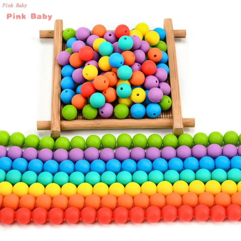 

60pcs 12mm Silicone Beads Baby Teething Beads Food Grade Nursing Chewing Round Fashion Beads DIY Pacifier Chain Clip Accessories