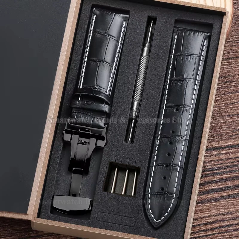 Premium Leather Watch Strap with Universal Butterfly Clasp (Multiple Sizes Available)
