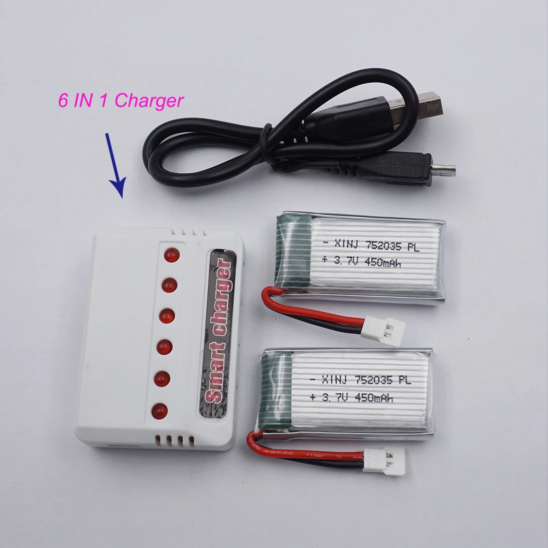 

2pcs 3.7V 450 mAh 25C Li-Polymer Li Lipo Battery JST XH 254mm Connector For Syma X5c Cheerson CX-30W RC Quadcopter Drone 752035