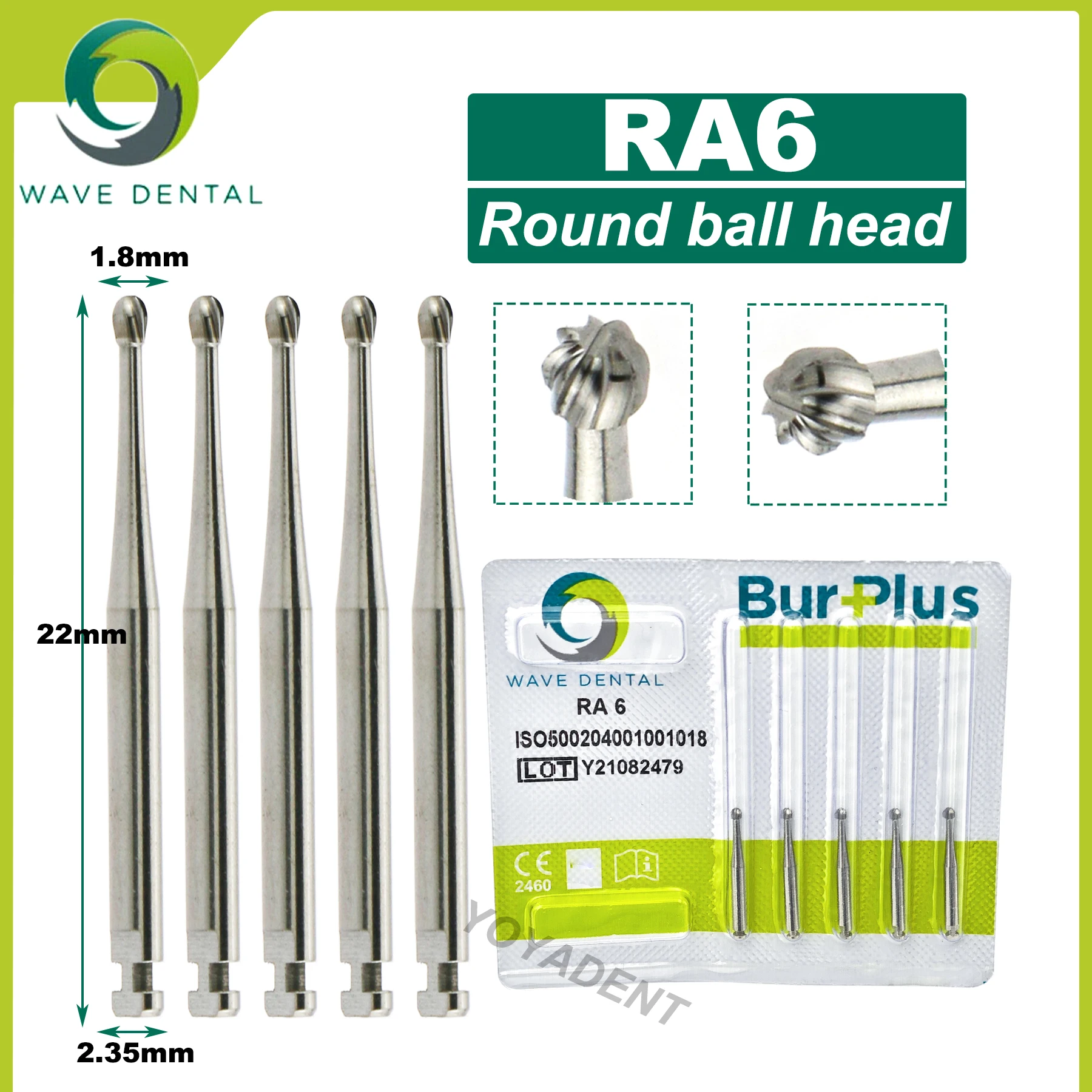 Fraises Dentaires En Carbure De Tungstène Wave - 25 Mm - Type FG (Friction Grip) - Pour Chirurgie Haute Vitesse - Neuf