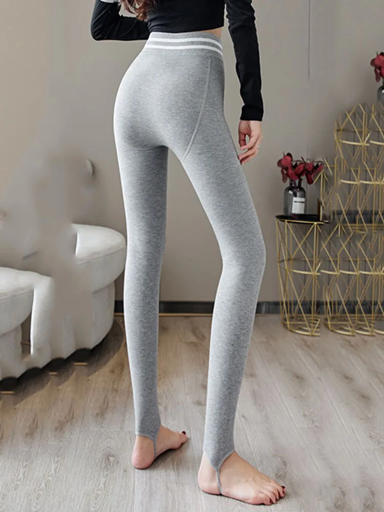Women Winter Warm Thick Plush High Waist Leggings Step on Foot Pants Velvet Lined Slim Leggins Trousers Ankle-length Legginsy