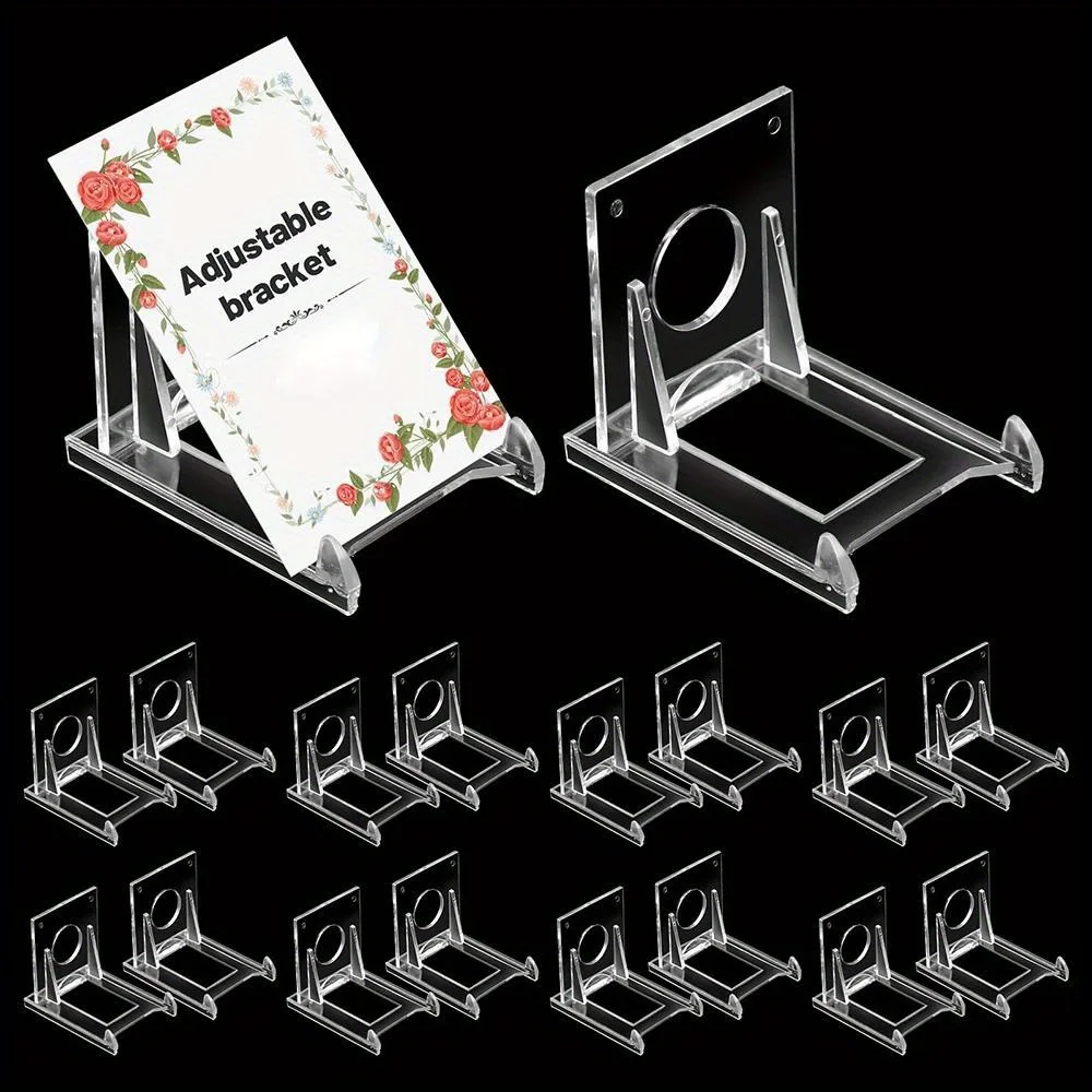 10PCS Mini Display Stand Clear Acrylic Display Easels Adjustable Plate Holder Stand Picture Frames Rack Wedding Home Decor 2