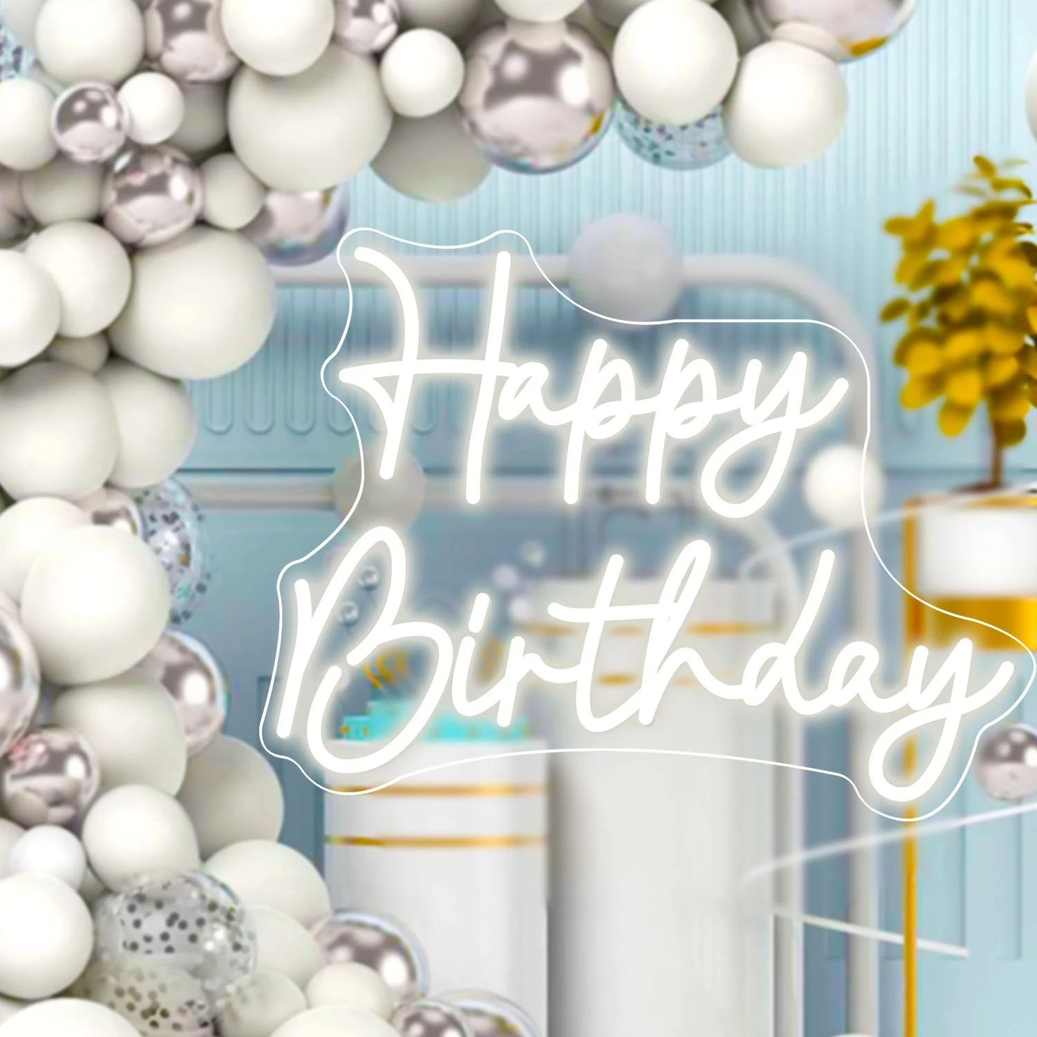 Insegne Luminose Insegna Al Neon Di Buon Compleanno Per La Decorazione Della Parete Insegna A LED Alimentata Tramite USB Insegna Luminosa Riutilizzabile (Taglia : Warm White