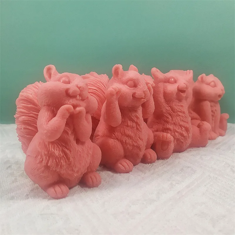 Silicone Mold For Wedding Festive Candle Mold Big Cute Squirrel Soap Plaster Molud Aromatherapy Wedding Gifts Handmade