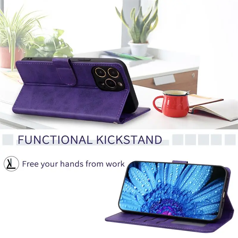 Deluxe Leather Flip Wallet Phone Case with Magnetic Closure