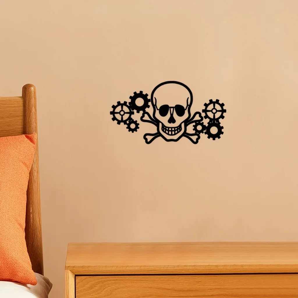 

Metal Wall Decor Halloween Decor, Skulls And Gears Wall Decor, Interior Home Decor Modern Art decor metal wall hanging