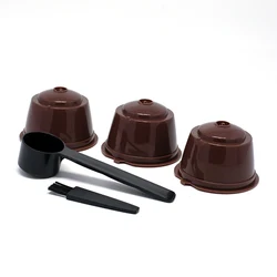 Reusable Coffee Capsule Filter Set with Spoon and Brush - 3-Piece Eco-Friendly Coffee Kit (Brown)