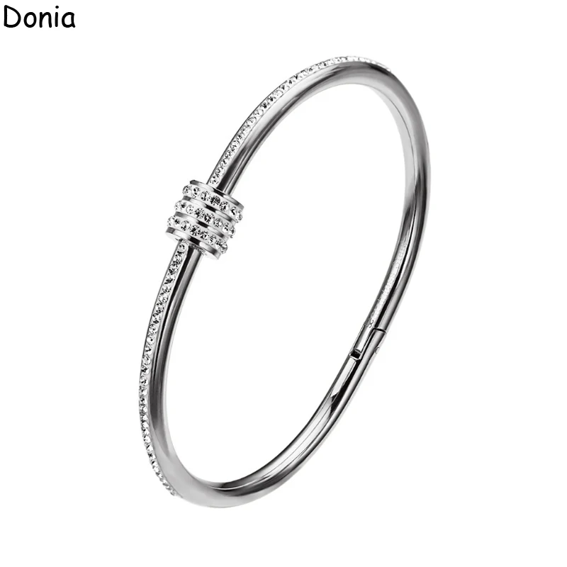 Donia Jewelry European and American fashion small waist titanium steel micro-inlaid zircon bracelet men and women luxury bracele