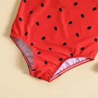 2024 Summer Toddler Girls Ruffles One Piece Swimwear Cartoon Watermelon Prints Beach Onesie Swimsuit Bikini Children Swimwear 4