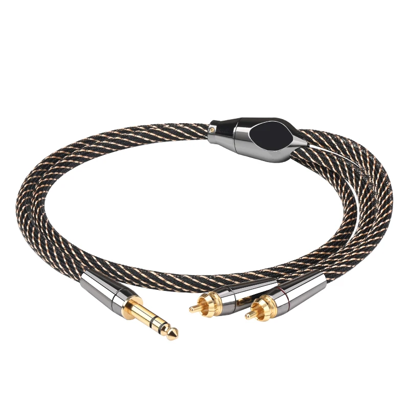HiFi 6.5mm-2RCA  ̺, 6N OFC ݵ Aux 6.5 -2RCA Male-Male ͼ 