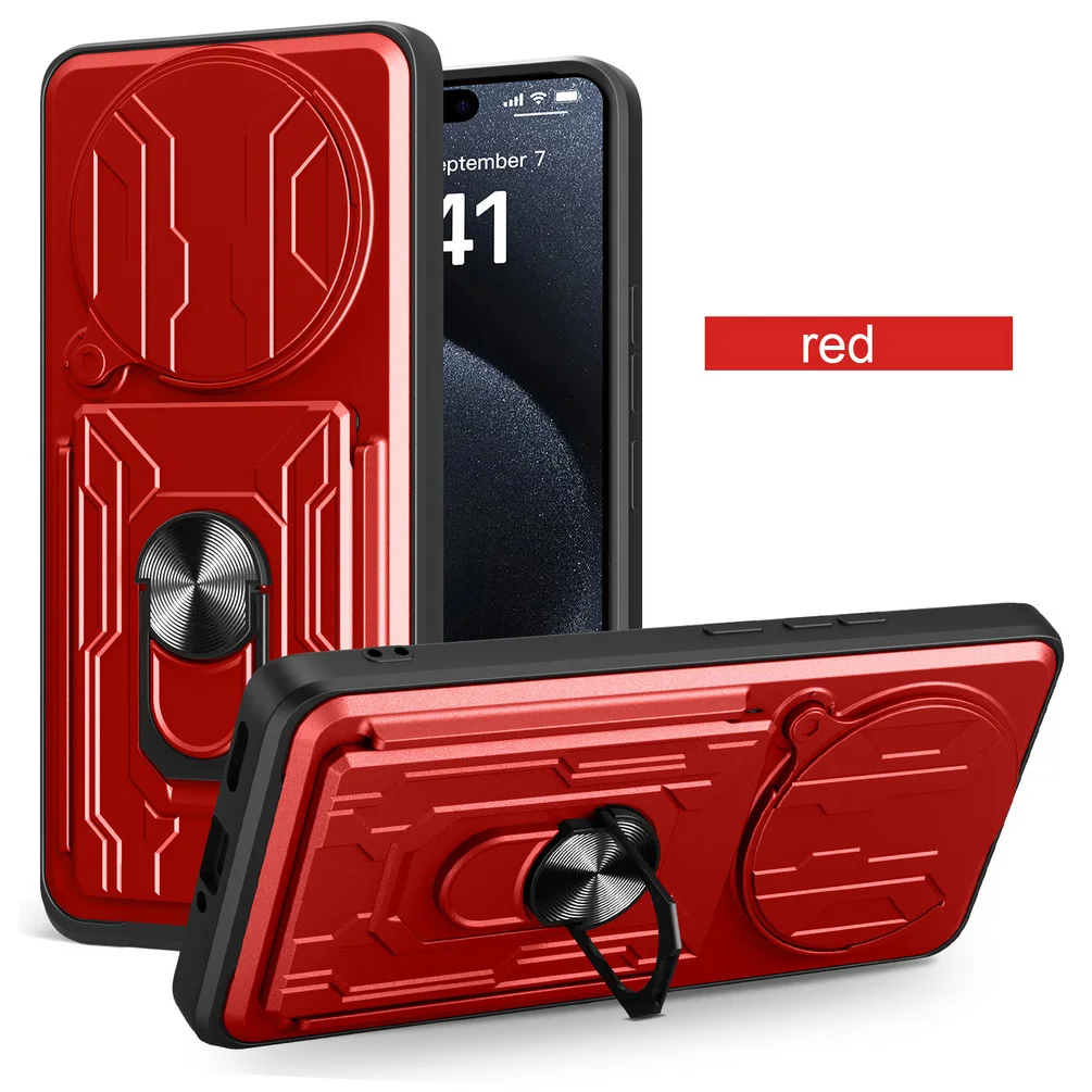 Dual-Layer Armor Case with Card Storage and Camera Protection