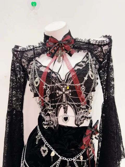Lace Shrug Metal Butterfly Top and Skirt 3