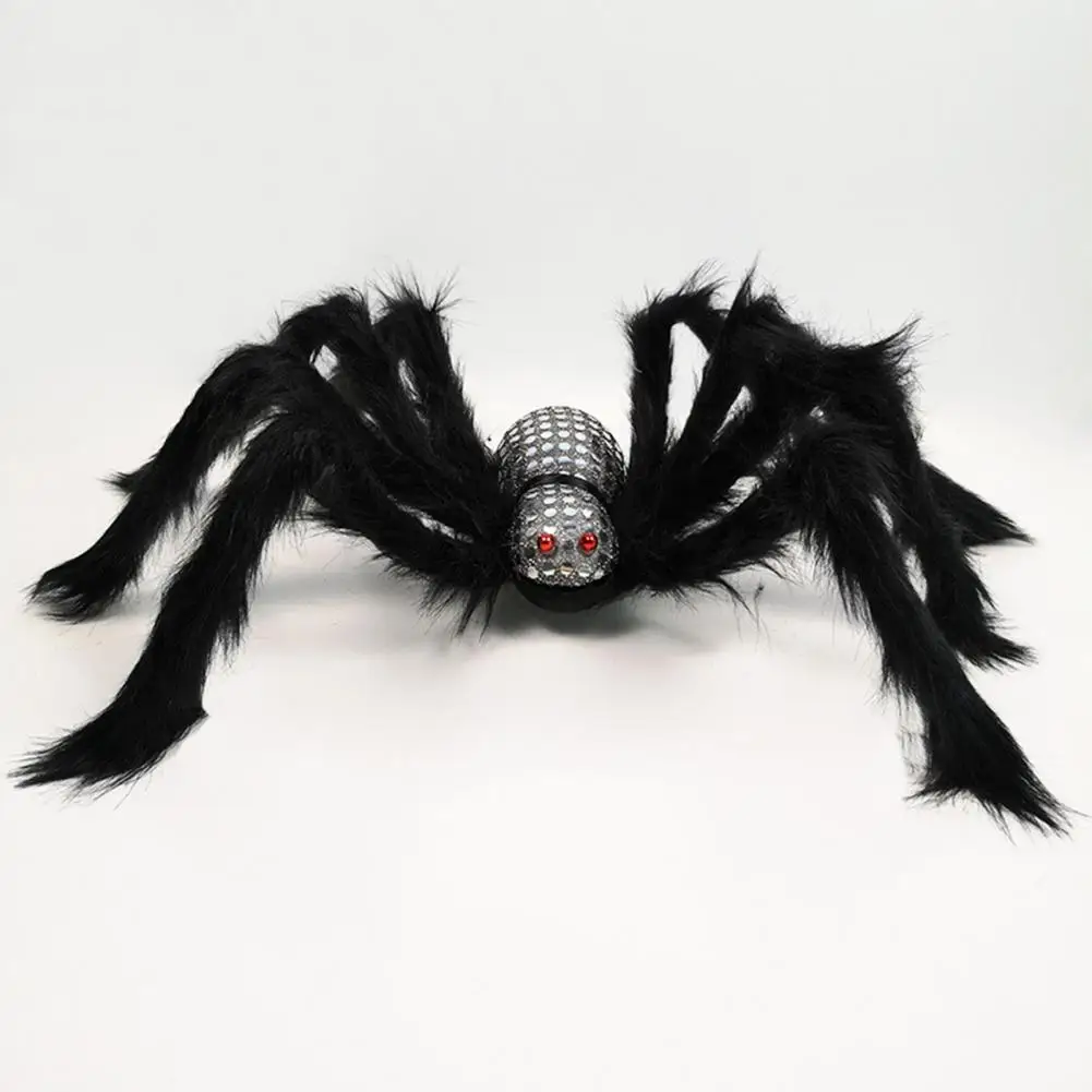 

Black Plush Spider Halloween Party Decoration Glitter Iron Wire Tricky Props Halloween Spider Doll Prank Toys halloween decor