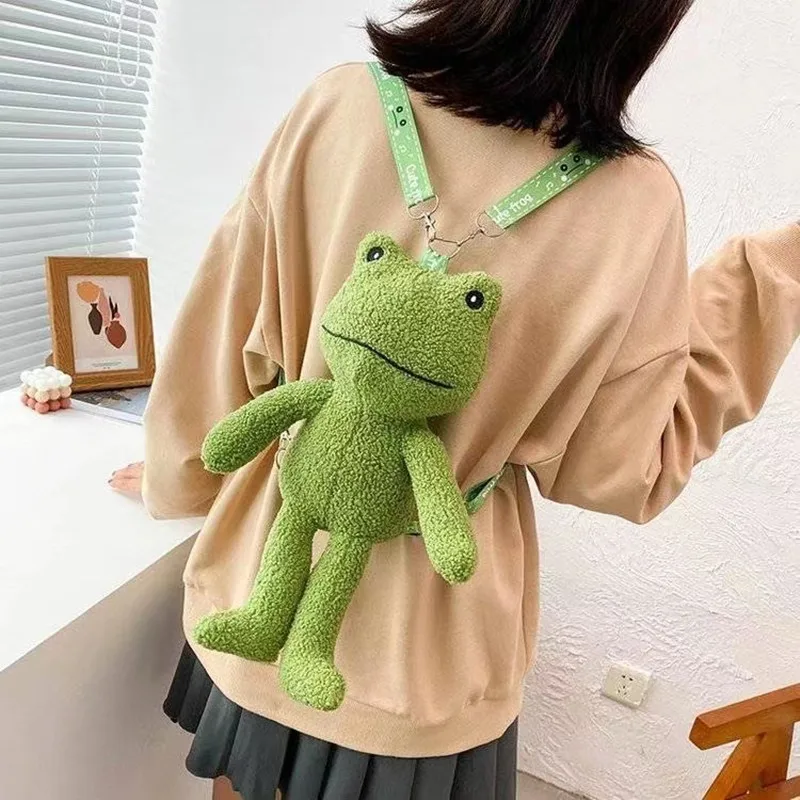 2022 Winter Women Small Funny Frog Plush Shoulder Bag High Quality Mobile  Phone Bag Purses backpack bag Girl doll bag