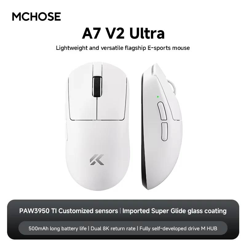 MCHOSE A7 V2 Ultra Gaming Mouse PAW3950Ti Super Sensor 20000FPS