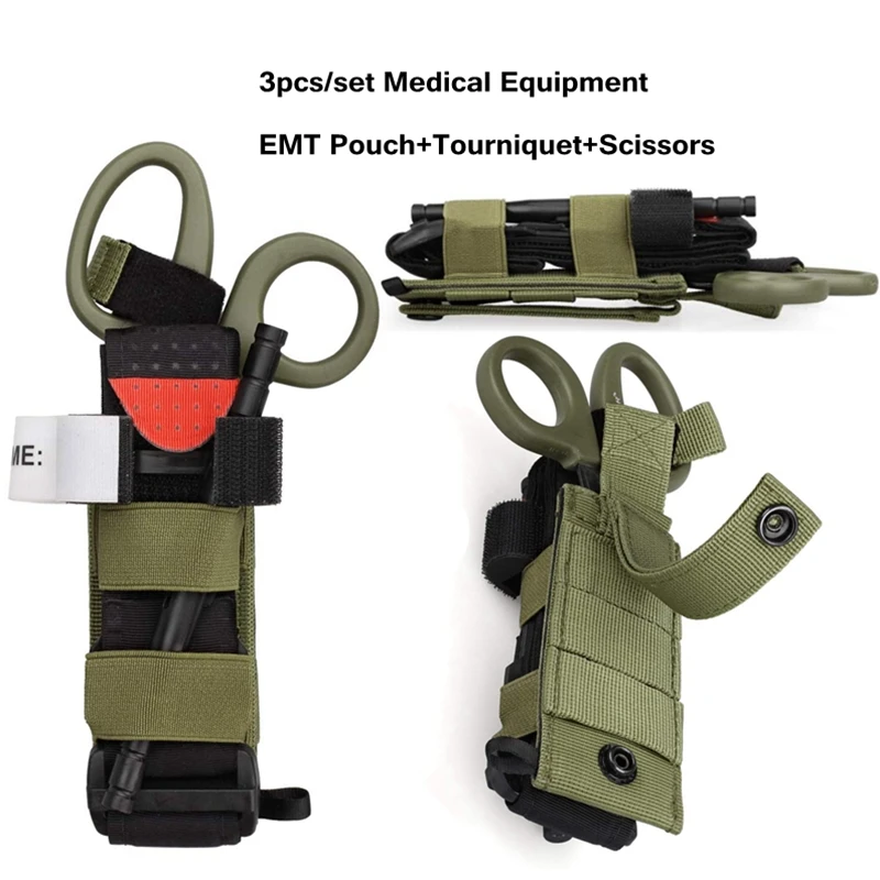 Tactical Tourniquet Tactical Molle Torniquet Pouch Outdoor Medical Set One-hand Torniquet with Scissors for Camping Hiking