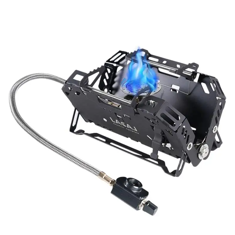 

Windproof Camping Gas Burner Foldable Outdoor Strong Fire Stove Portable Picnic Furnace Cooker Camp Stove with Canister Adapter
