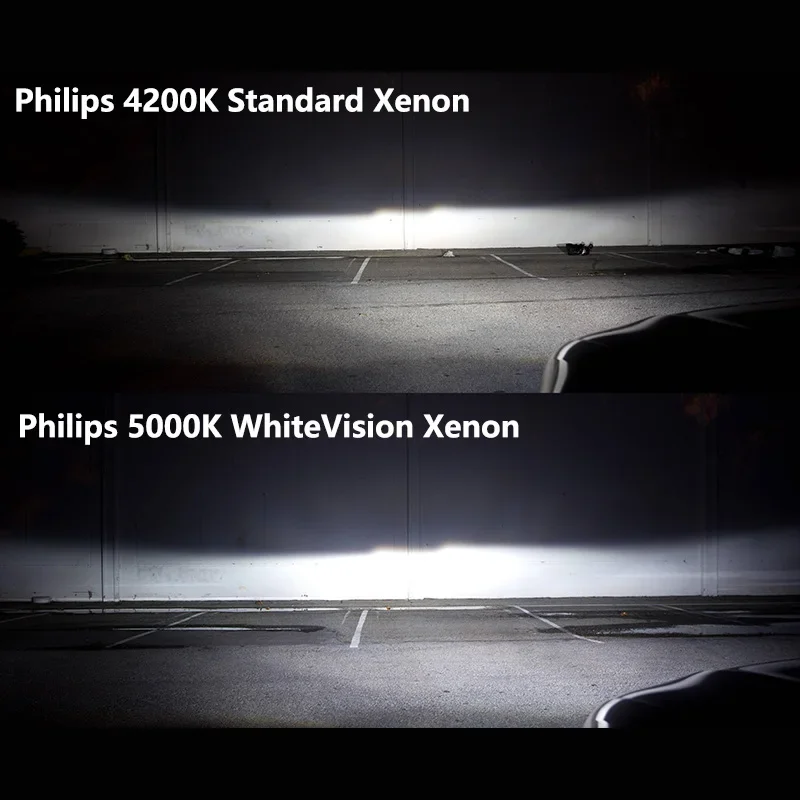 Philips White Vision Plus D1S Xenon Car Headlight 5000K Pure White 35W LED Effect HID Lamps +120% Bright 85415WHV2X2, Pair 4