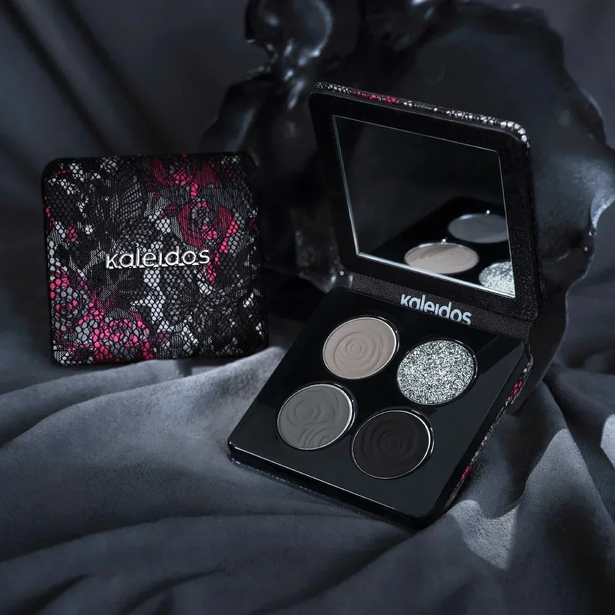 Kaleidos Smoked Lace 4 Color Eyeshadow Palette Black Jasmine Cold Brown Versatile Earth Tone Pearlescent Matte Eyeshadow Palette