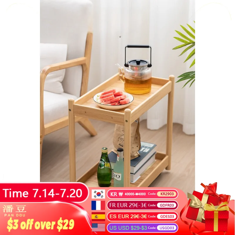 

Kitchen Storage Cart on Wheels, 2Tier Bamboo Rolling Cart, Mobile Utility Cart for Home, Kitchen, Dining Room, Coffee Bar