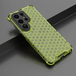 Armor Honeycomb Pattern Transparent Shockproof Phone Case with Military - Grade Protection - Galaxy S23+ (Deep Green)