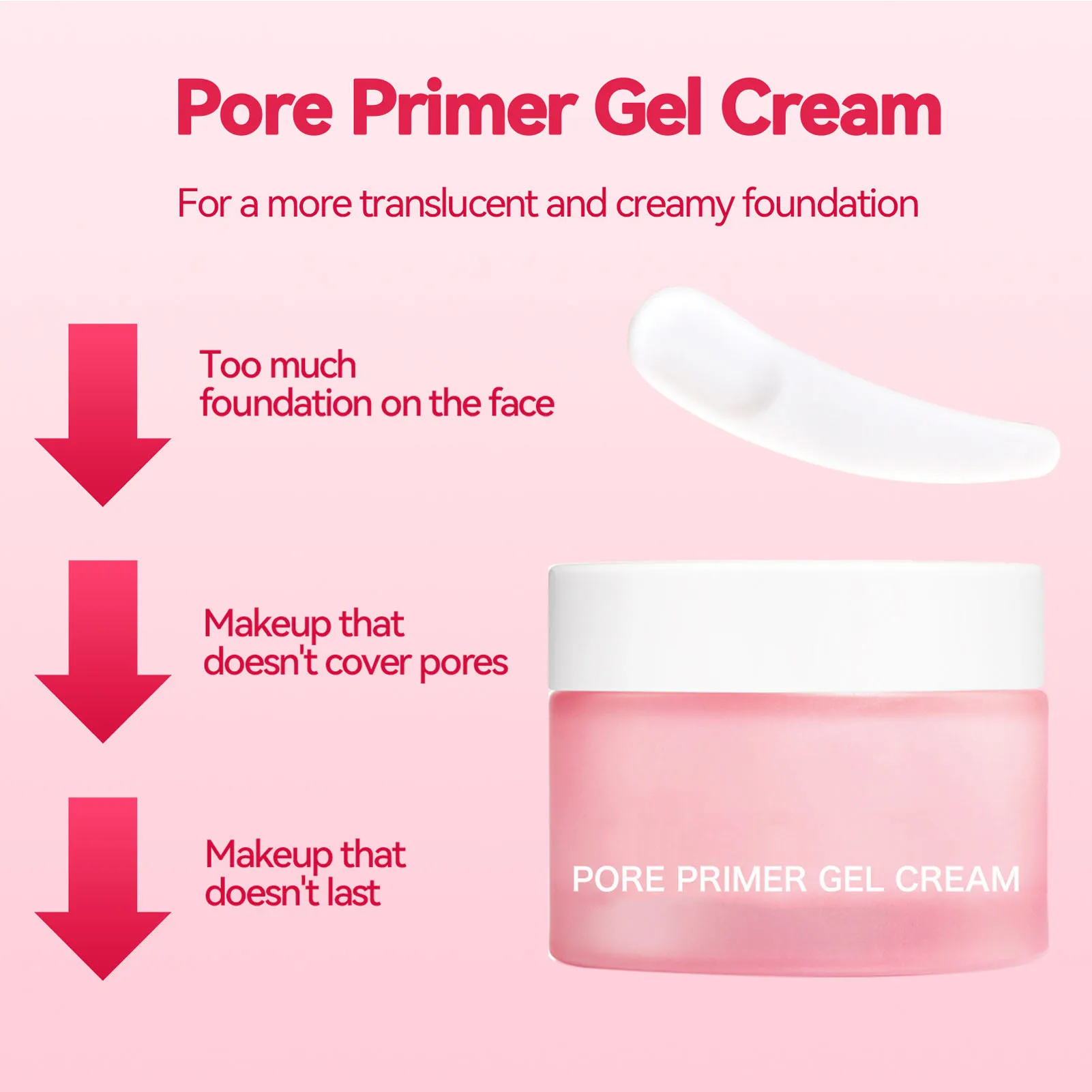 Facial Pore Primer Gel 3Pcs* 30ml Facial Pore Primer Gel Base Cream Botanical Ingredients Translucent Brightening Moisturizing Concealer with Spoon