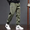 Men's Lyocell Elasticity Cargo Pants Baggy Bound Feet Sweatpants Drawstring Joggers Youth Streetwear Trousers Male Clothes 4