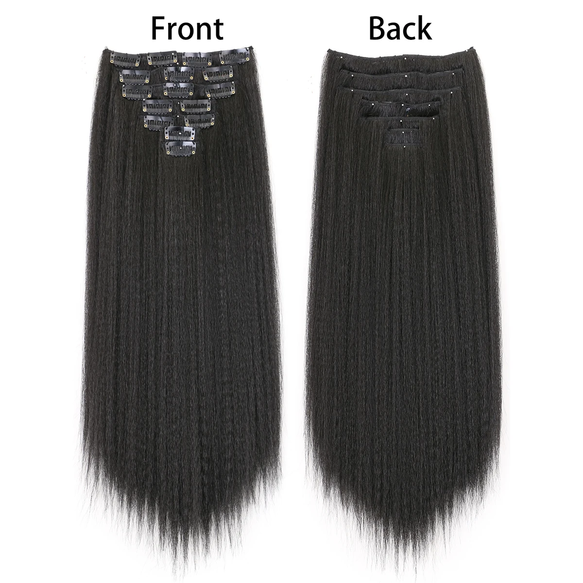 Synthetic Hair Yaki Clip In Hair Extensions 7Pcs/set 16Clip-In Hairpieces For Black Women