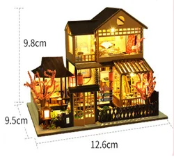 Deluxe DIY Wooden Dollhouse Kit with Furniture and LED Lighting - Handmade Miniature Toy (TC14)