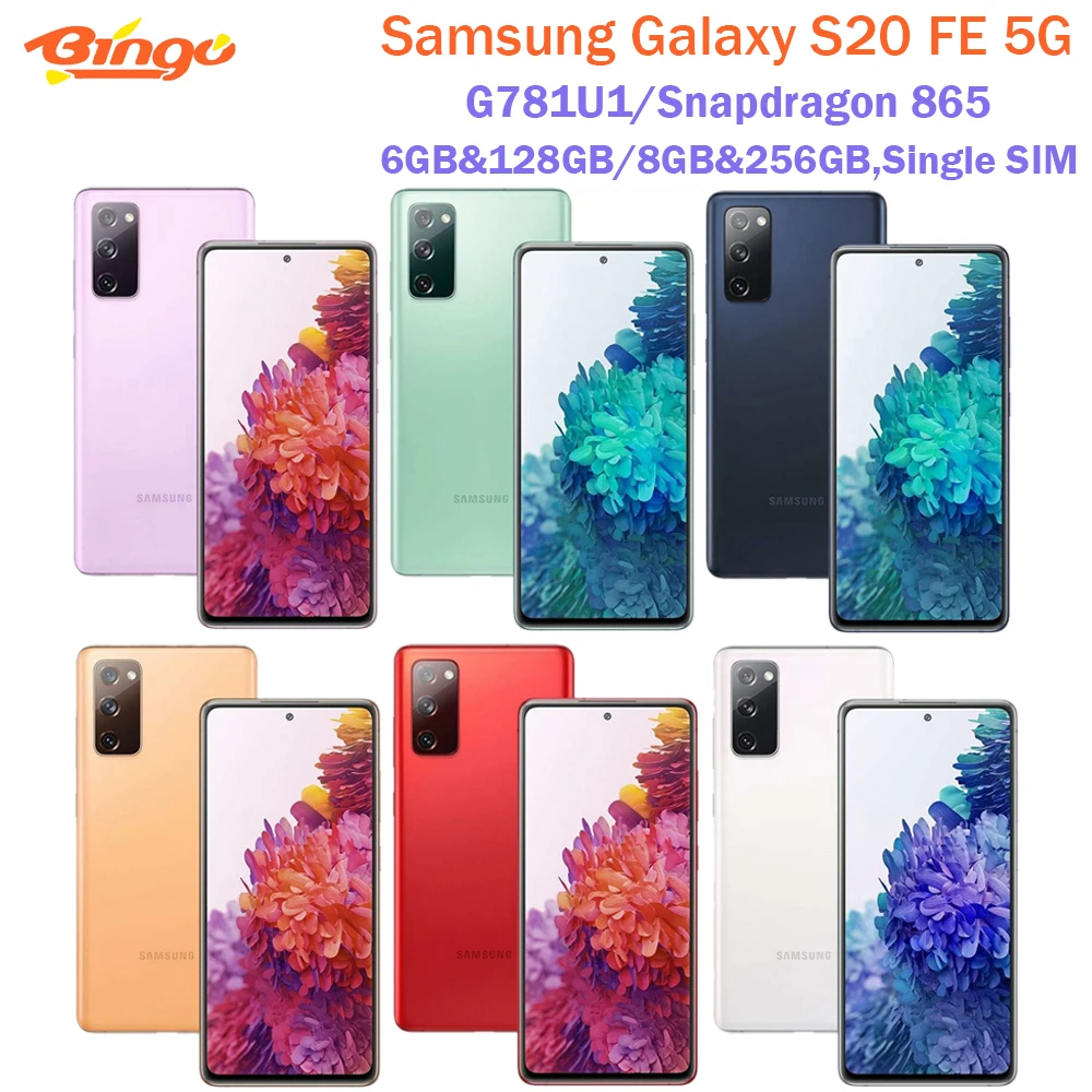Samsung Galaxy S20 FE 5G G781U1 128GB/256GB S20 Lite Unlocked Cellphone Octa Core Snapdragon 865 6.5" 32MP&Dual 12MP 6GB/8GB RAM