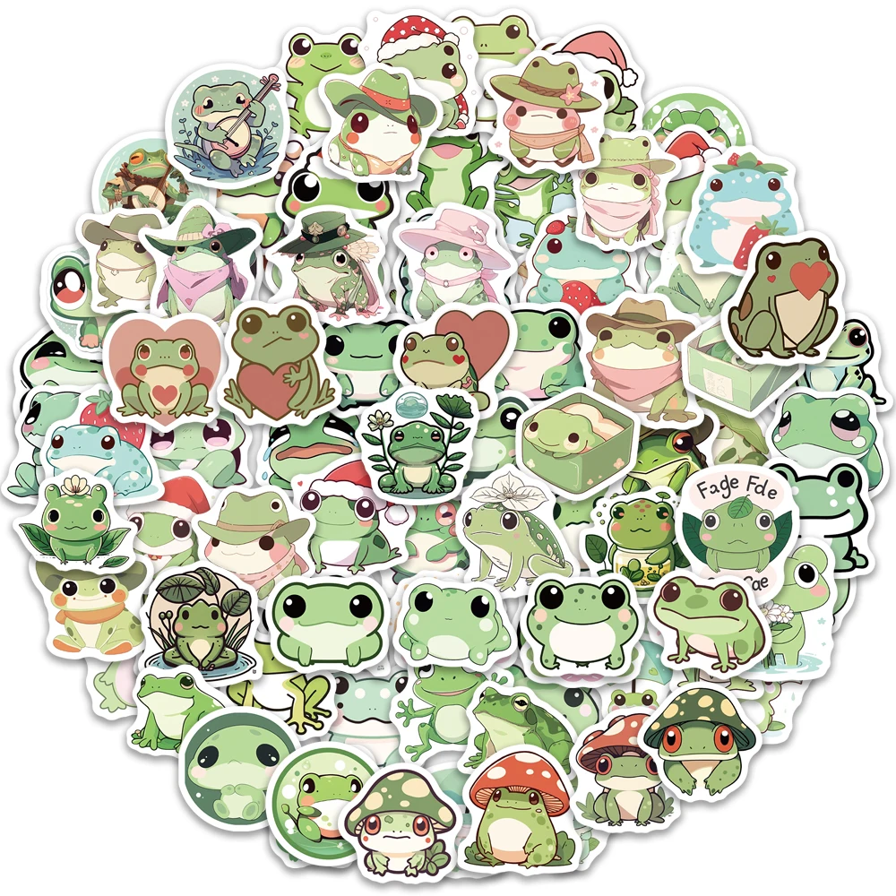 

10/25/50/100pcs Cartoon Frog Stickers Waterproof Stickers for Laptop Guitar Motorcycle Bike Skateboard Luggage Phone Gift