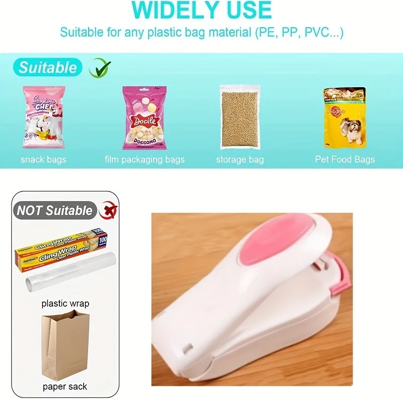 1PC Portable Handheld Heat Sealing Machine Suitable for Food, Snacks, and Plastic Bags - Convenient To Use, Suitable for Home