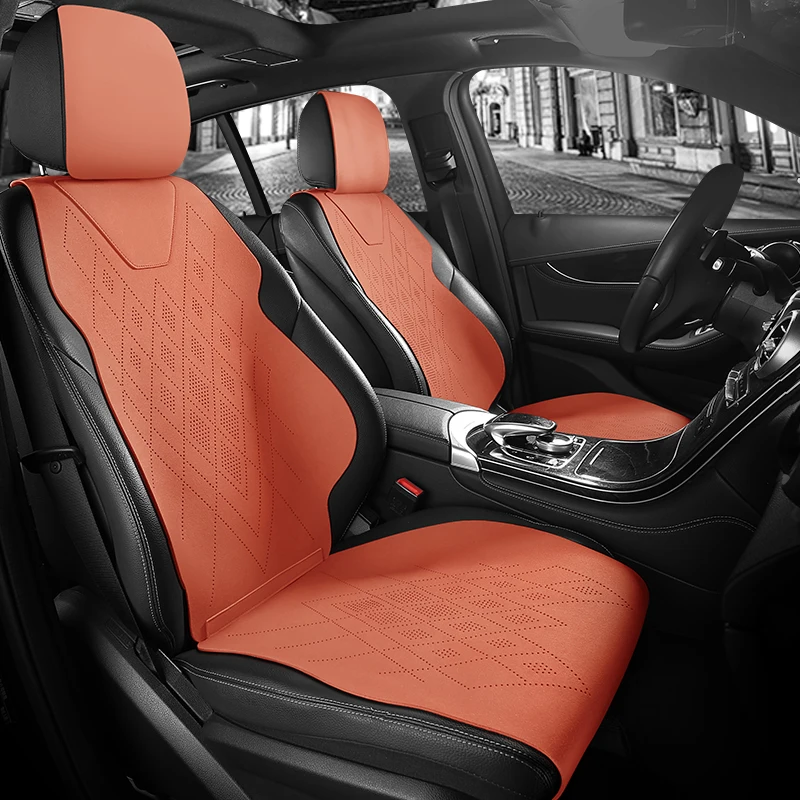 Car Seat Cover Universal Fit Car Accessories Suede Saddle Seat Cushion Pad Half Covered for 90% Sedan SUV Suede Universal Set Cover 5 Seats