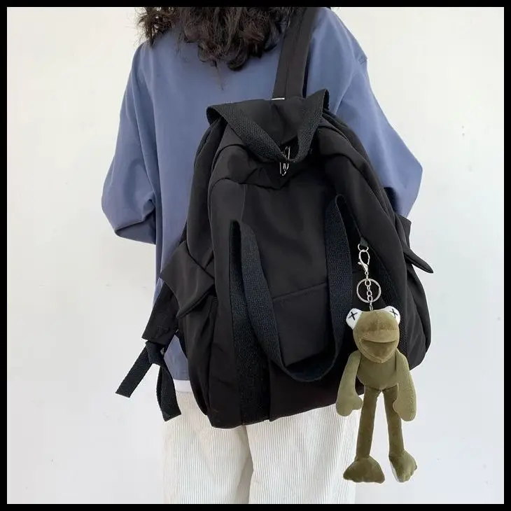 Backpacks Women Korean Style Harajuku Multifunction Travel Large Capacity Backpack Retro Solid Waterproof Bag Students Preppy